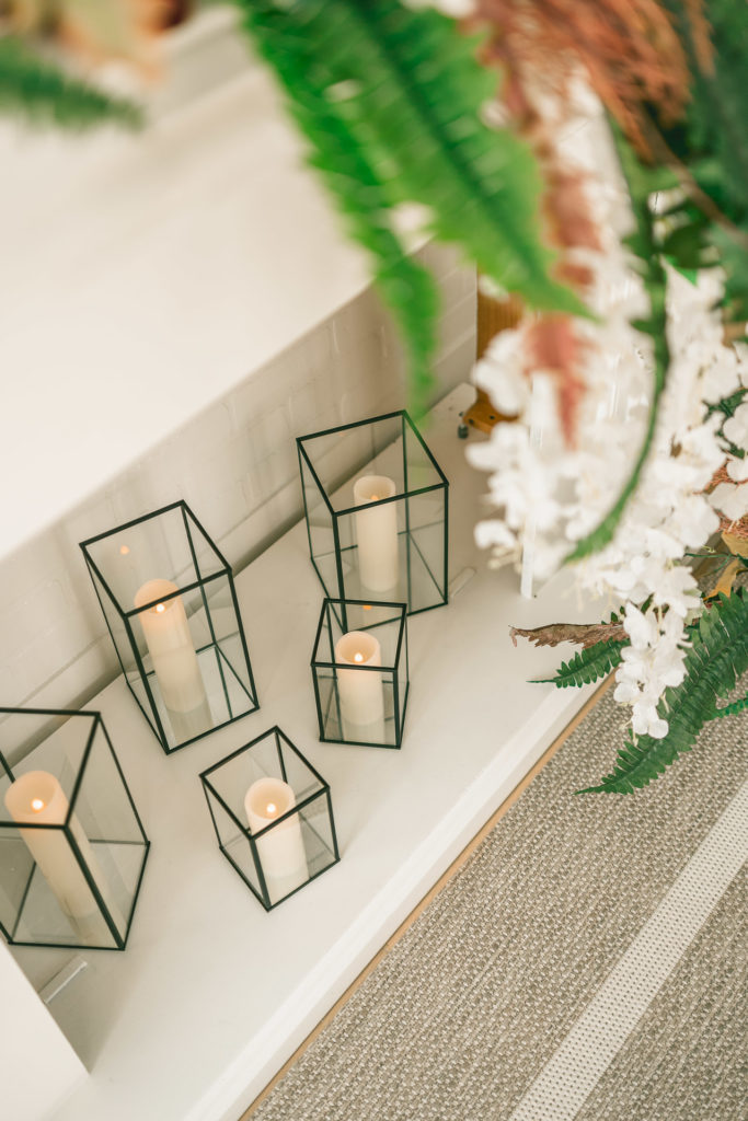 candlelit fireplace for photoshoot